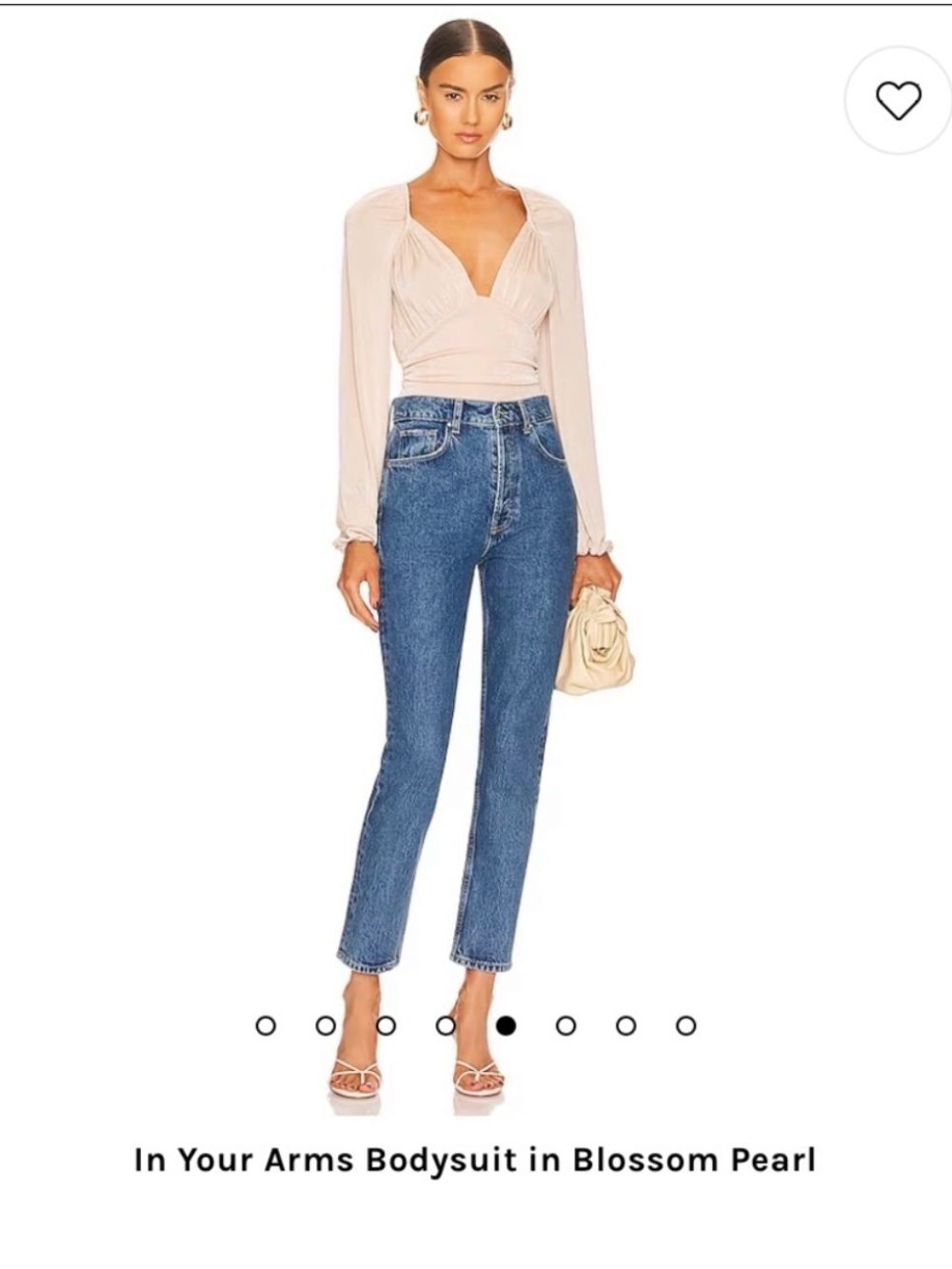 Long-Sleeve V-Neck Bodysuit in Blossom Pearl